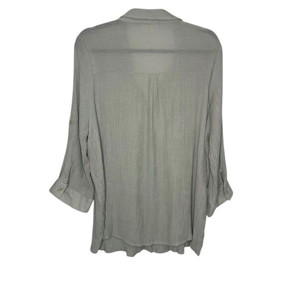 Perch by Blu Pepper Women’s 2XL Button Down Shirt 3/4 Sleeves Sage Green - Picture 5 of 6